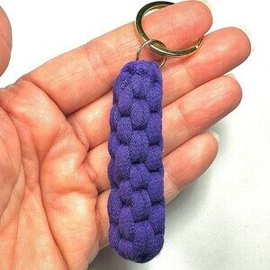Purple Box Knot Keychain Gold Ring Braided T-Shirt Yarn Macrame Nautical Lanyard